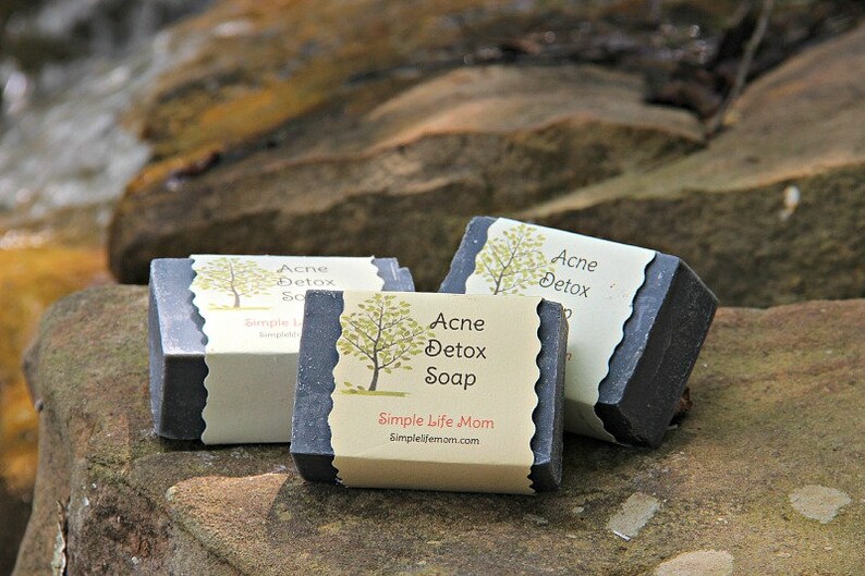 ACNE DETOX SOAP with Tea Tree and Activated Charcoal, charcoal soap, black soap, deep cleanse image 2