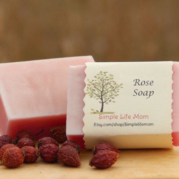 ROSE SOAP BAR - all natural, organic handmade soap, cold processed soap with rosehip oil, rose essential oil, organic body wash