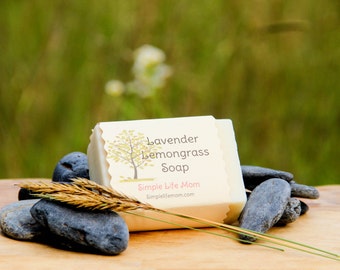 LAVENDER LEMONGRASS SOAP - all natural, organic, handmade, cold processed soap with essential oils, shea butter, nourishing, amazing scent