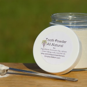 TOOTH POWDER - organic & all natural, re-mineralizing, teeth whitening, natural toothpaste, fluoride free with bentonite clay