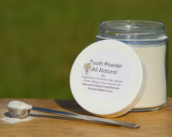 TOOTH POWDER - organic & all natural, re-mineralizing, teeth whitening, natural toothpaste, fluoride free with bentonite clay