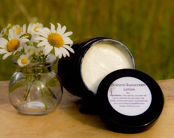 NATURAL VEGAN SUNSCREEN - all natural, organic sunscreen with carrot and myrrh essential oils, sunblock, sensitive skin,