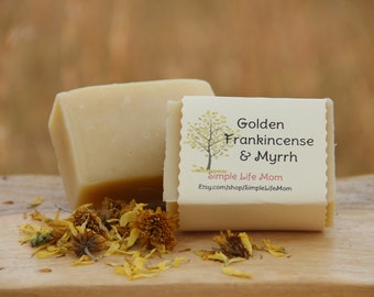 FRANKINCENSE MYRRH TURMERIC Soap bar - all natural, orange scented, Handmade, cold processed, Herbal soap, with essential oils