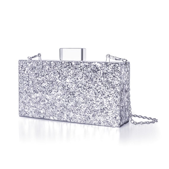 silver glitter handbag