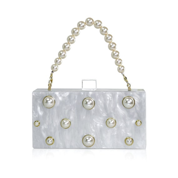 white acrylic clutch