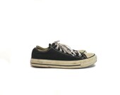 Vintage 90s Classic Converse All Star Mens 6 Black Low Top Converse All Star Shoes Grunge Cotton Canvas Flat Sneakers Chuck Taylors