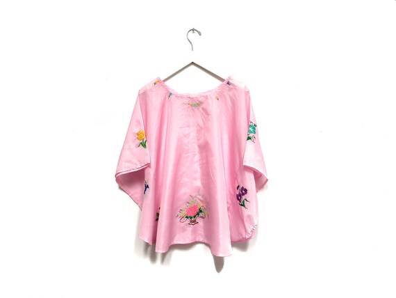 Vintage Dusty Rose Embroidered Blouse / Light Pin… - image 8