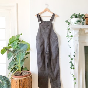 Vintage 90s Gunmetal Grey Cotton Bib Overalls Dungarees M