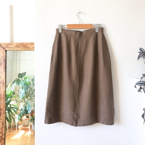 Vintage 60s Tan Button Front High Waist Skirt 26 / Tan Cargo Safari Skirt / Button Front Cargo Military High Waist Skirt 26 image 2