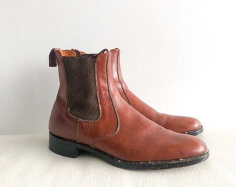 Vintage 80s Brown Leather Chelsea Boots 9.5