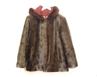 Vintage 50s Fur Coat / Rain Master Fur Bomber With Hood