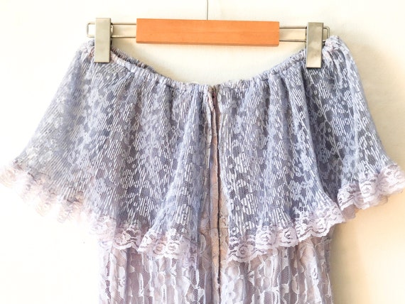 Vintage 70s Lavender Pastel Purple Lace Cold Shou… - image 6