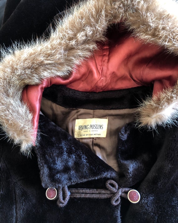 Vintage 1960s Long Faux Fur Hooded Jacket / 60s H… - image 8