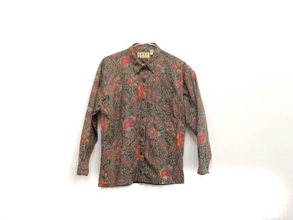 Vintage 80s Paisley Long Sleeve Oxford 