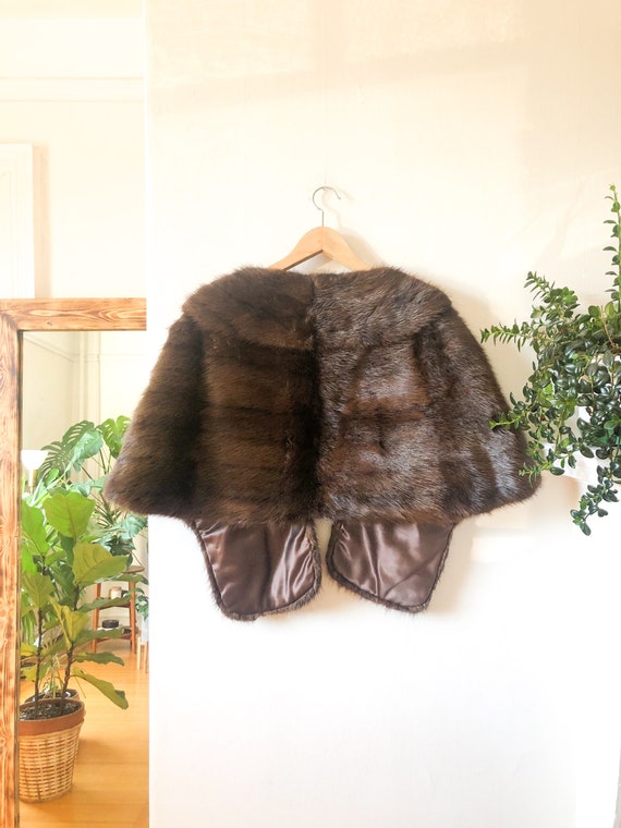 Vintage 50s Dark Brown Fur Stole / Elegant Timele… - image 2