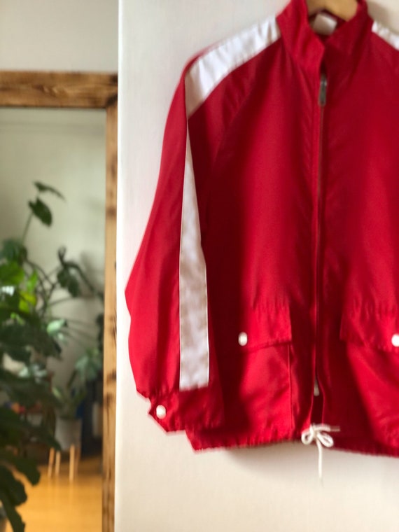 Vintage 70s Red and White Track Jacket S - image 6