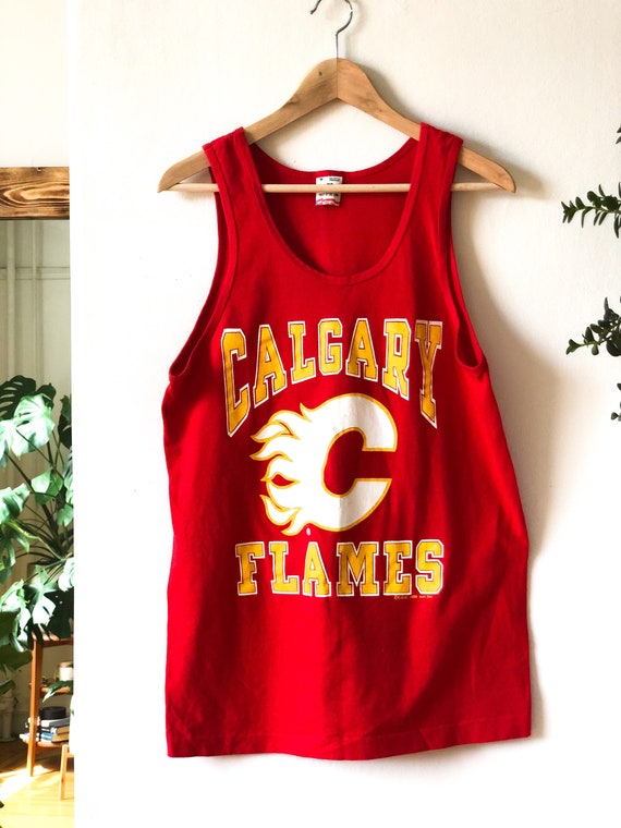Vintage 80s Calgary Flames Red Graphic Print Tank… - image 3