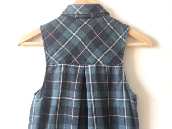 Vintage** 90s Plaid Sleeveless Grunge Punk Rock B… - image 9