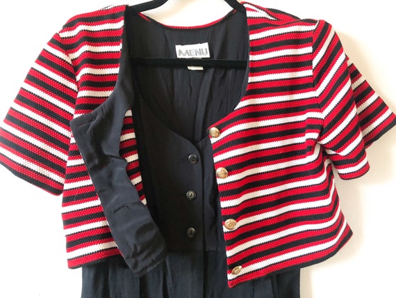 Vintage 80s Womens Red White abs Navy Striped Pow… - image 5