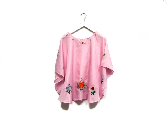 Vintage Dusty Rose Embroidered Blouse / Light Pin… - image 6