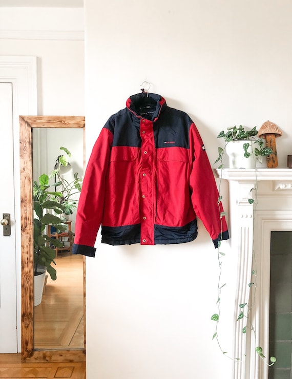 Monument journalist præambel Vintage 90s Tommy Hilfiger Jacket / Red Navy Zip up Normcore - Etsy