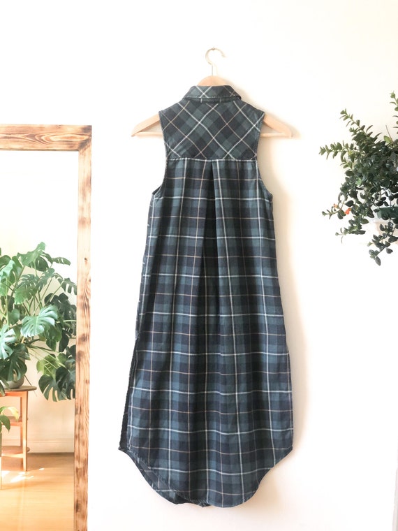 Vintage** 90s Plaid Sleeveless Grunge Punk Rock B… - image 4