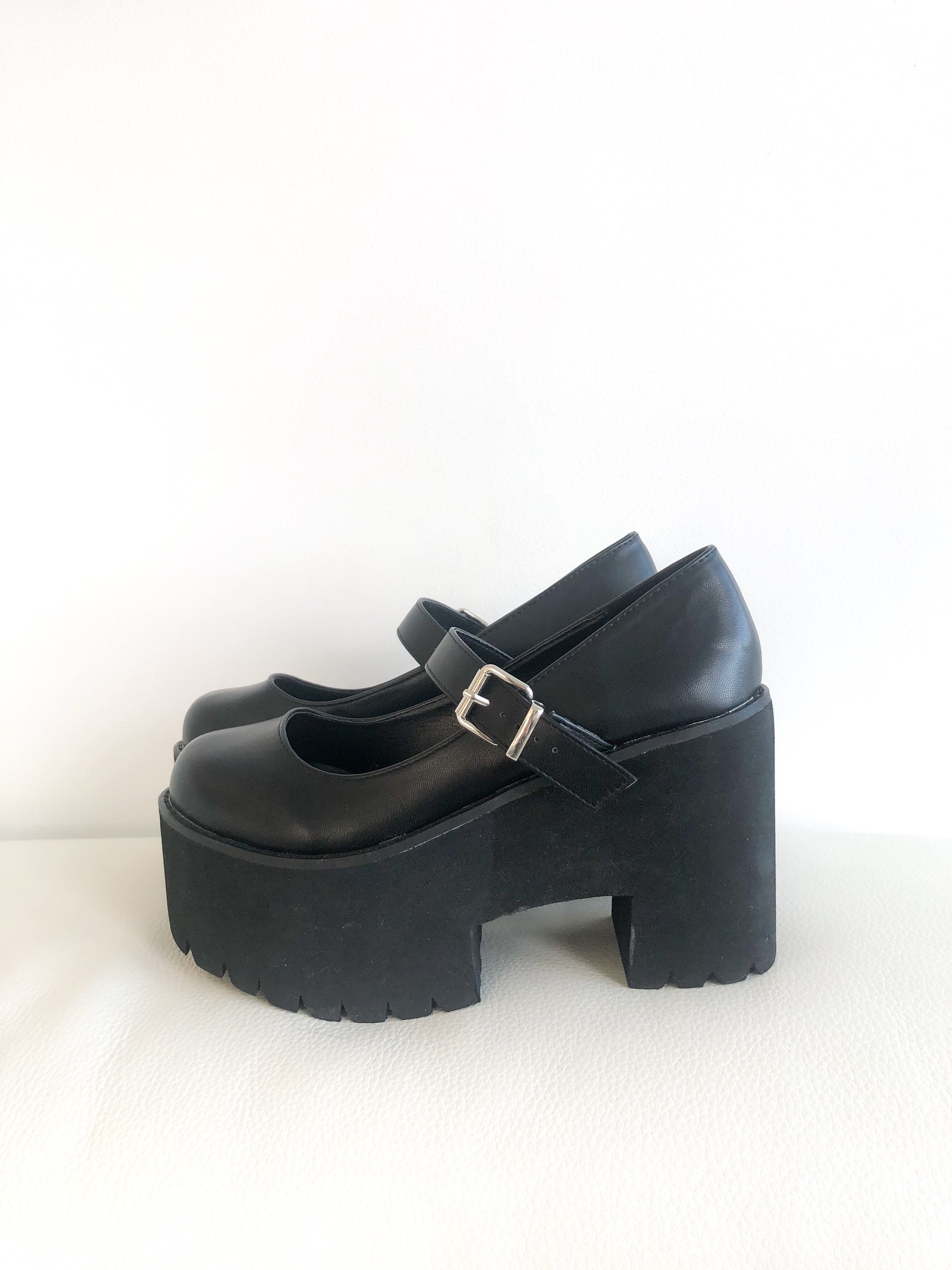 black Leather loafers Vintage Leather Loafers 90s shoes chunky mary janes 90s stompers 90s mary janes 90s platform mary janes
