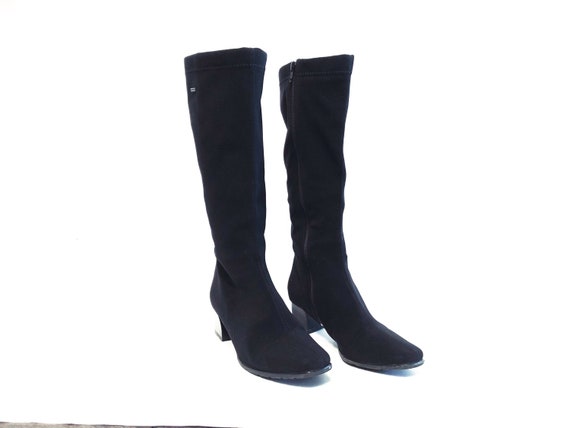 Black Waterproof Knee High Rain Boots 