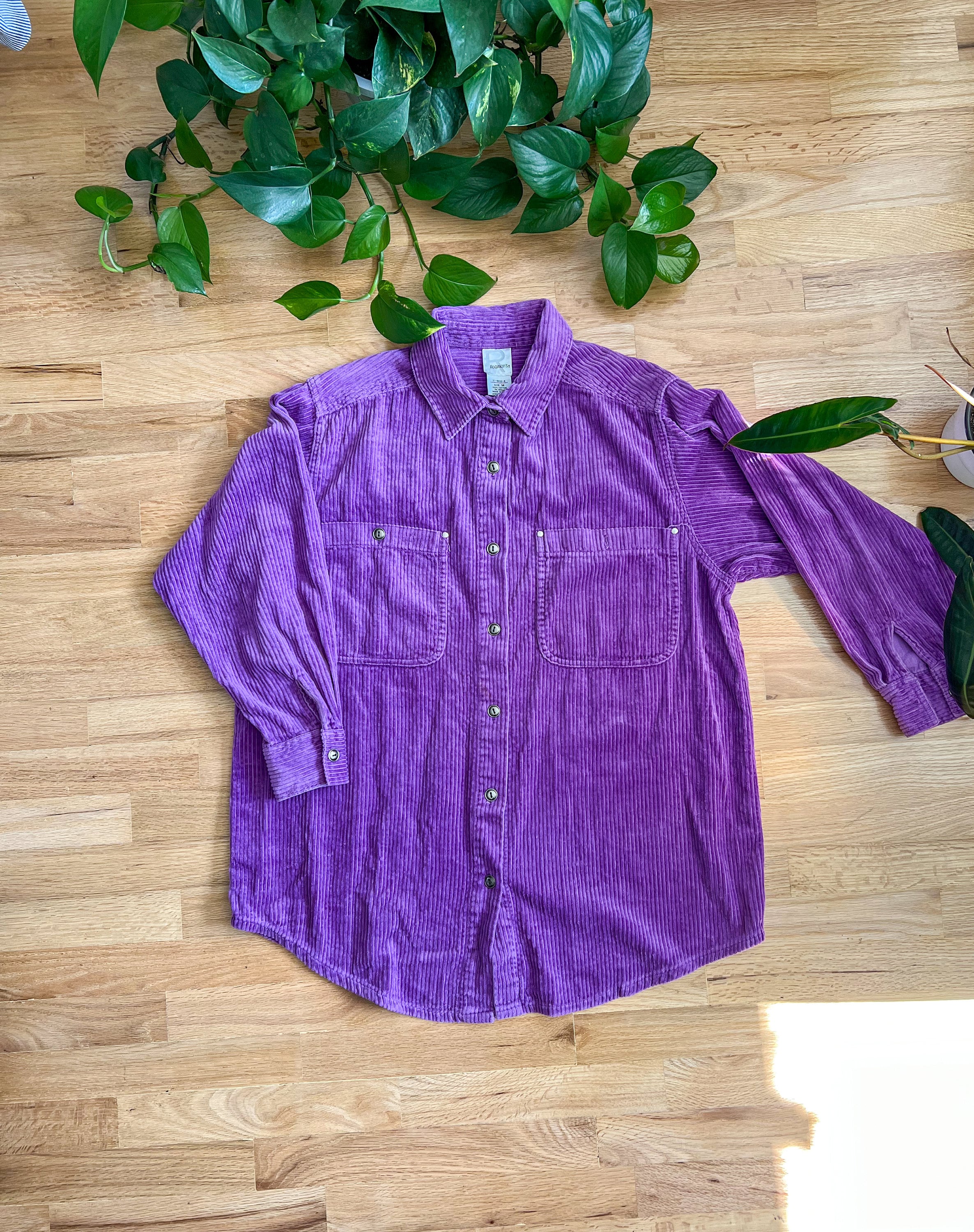 トップス 1950s open collar purple corduroy shirt vintage-washed