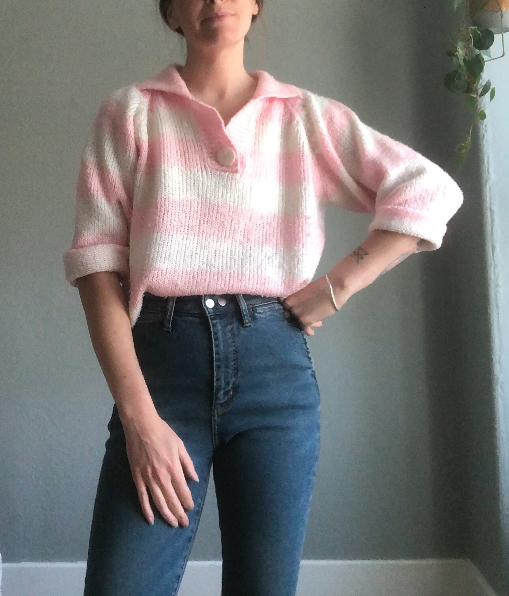 Pink striped deals jumper