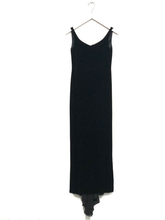 black velvet spaghetti strap dress