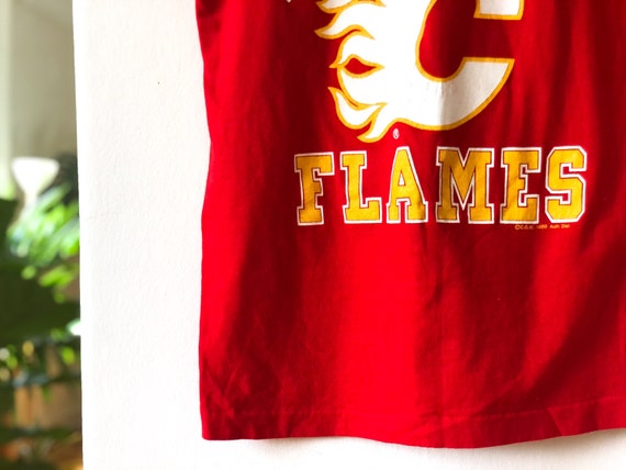 Vintage 80s Calgary Flames Red Graphic Print Tank… - image 7