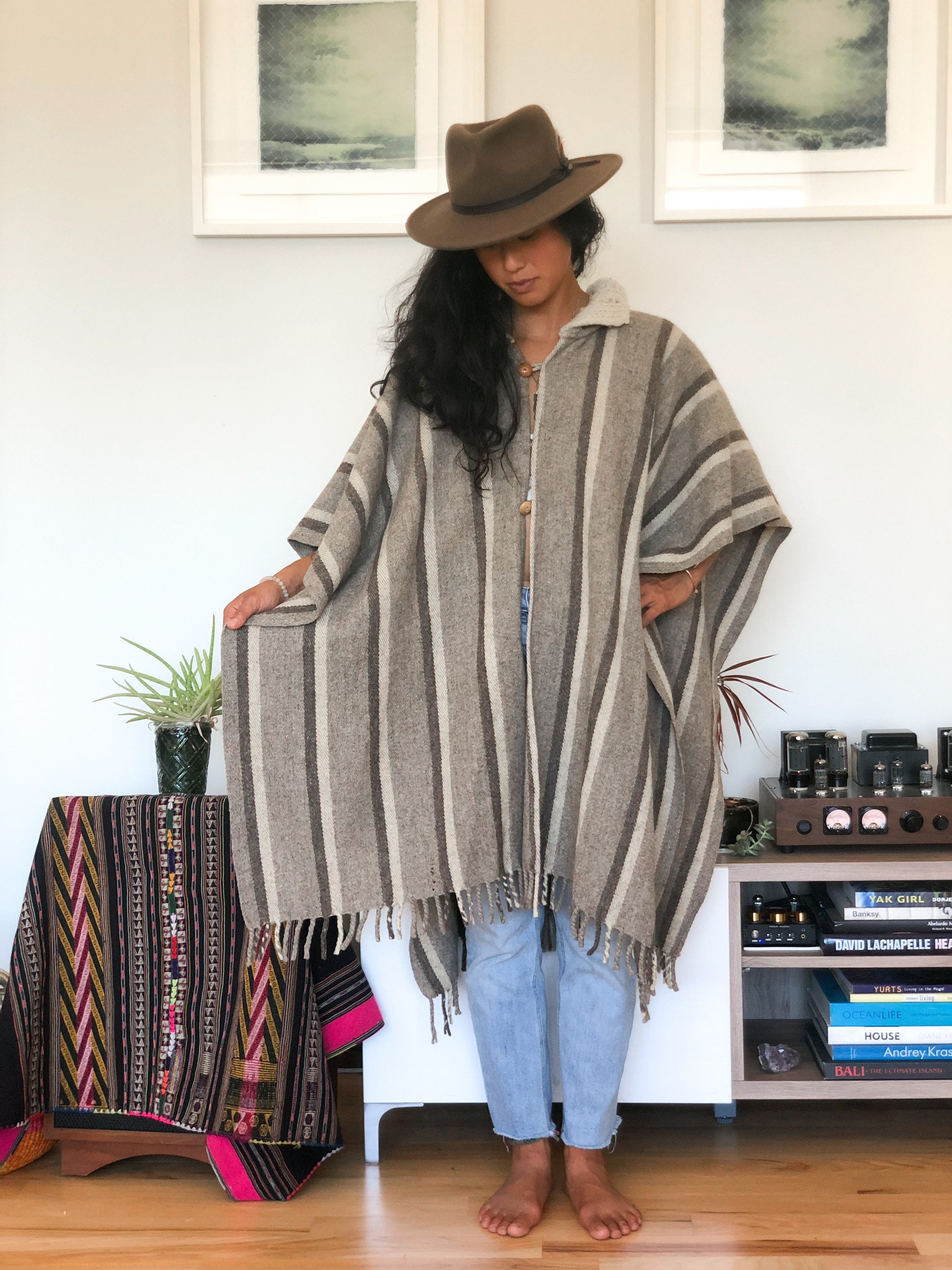 アメリヴィンテージ　UNDRESSED HANDY OVER PONCHO Vintage 70s Striped Wool Blanket Poncho OS - Etsy