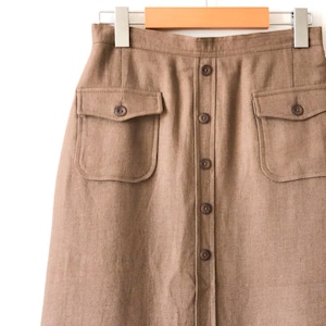 Vintage 60s Tan Button Front High Waist Skirt 26 / Tan Cargo Safari Skirt / Button Front Cargo Military High Waist Skirt 26 image 3