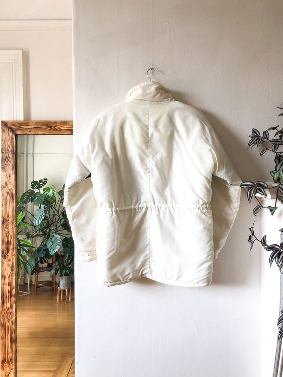 Vintage 70s White Color Blocked Puffer Jacket / 8… - image 2