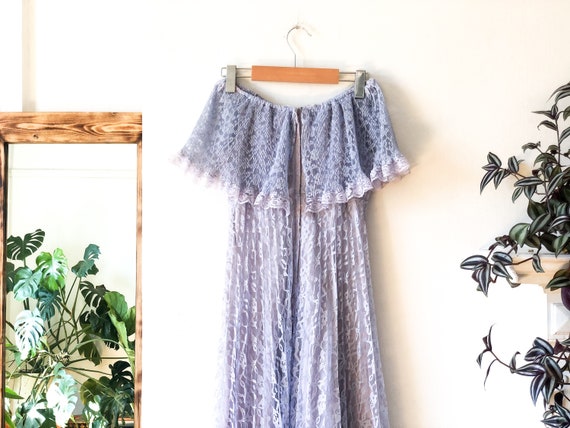 Vintage 70s Lavender Pastel Purple Lace Cold Shou… - image 10