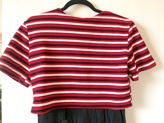 Vintage 80s Womens Red White abs Navy Striped Pow… - image 8