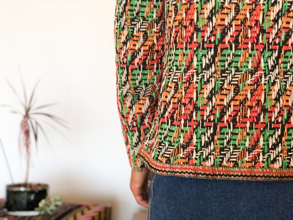 Vintage 60s Knit Rainbow Abstract Colorful Blazer… - image 8