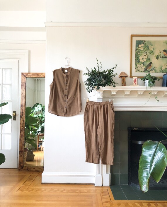 Vintage 90s Gauzy Cotton Minimalist Two Piece Summ