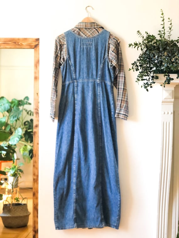 Vintage 90s Denim Overall Jean Dress S - image 6