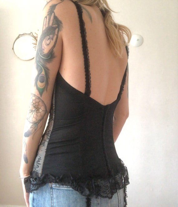 Vintage Sheer Black Lace Corset - image 3