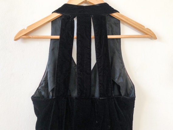 Vintage 80s Black Velvet Cage  Dress / Black Velv… - image 7
