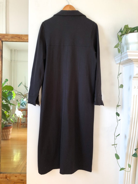 Vintage 90s Black Cotton Long Sleeve Shirt Dress … - image 4