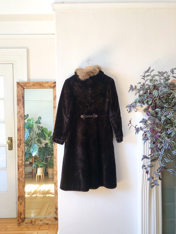 Vintage 1960s Long Faux Fur Hooded Jacket / 60s H… - image 2