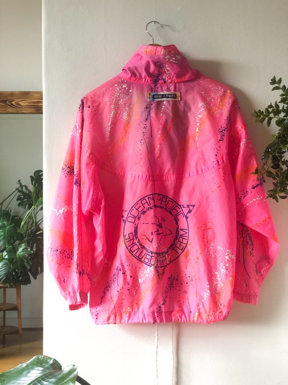 Vintage 80s Neon Hot Pink Waterproof Windbreaker … - image 7