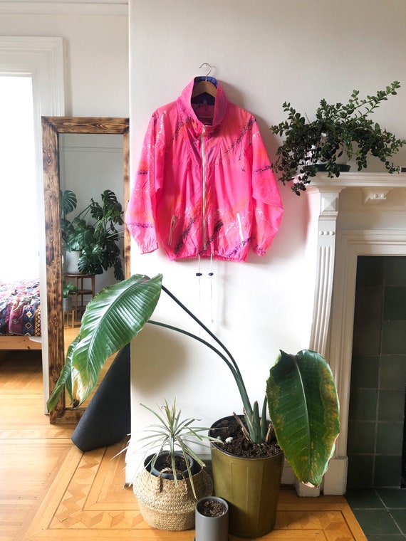 Vintage 80s Neon Hot Pink Waterproof Windbreaker … - image 9