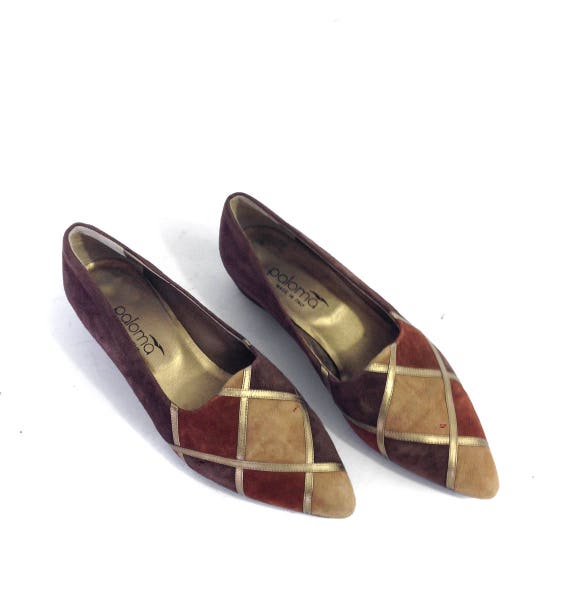 Vintage 80s Harlem Flats / Brown Burnt Orange Gold