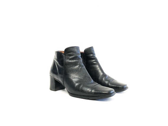 Vintage 90s Black Leather Minimalist Square Toe An