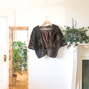 Vintage 50s Dark Brown Fur Stole / Elegant Timeless Mink Fur Scars Stole / Dark Brown Fur Collar Scarf Shawl