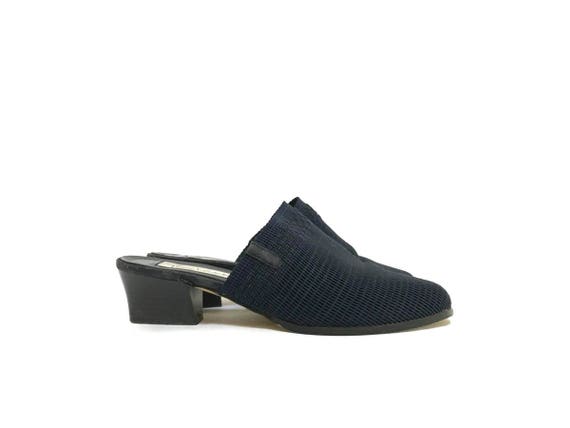 navy clogs mules